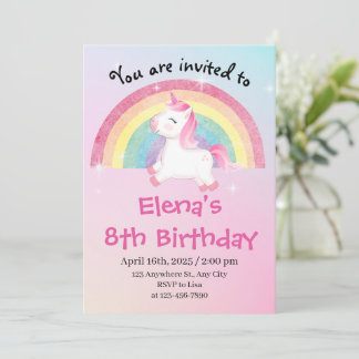 Invitation Unicorne 8e anniversaire