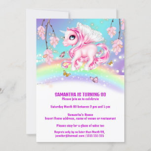 Invitation Unicorne arc-en-ciel magique imaginaire filles ann