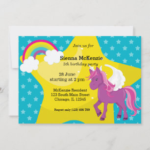 Invitation Unicorne * CHOISISSEZ votre couleur arrière - plan