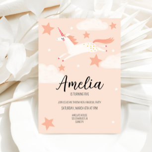 Invitation Unicorne et étoiles Anniversaire