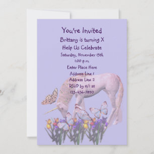 Invitation Unicorne Et Papillons Fête Anniversaire