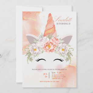 Invitation Unicorne fête d'anniversaire