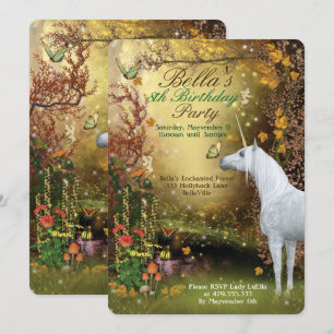 Invitation Unicorne Imaginaire Woodland Birthday Party