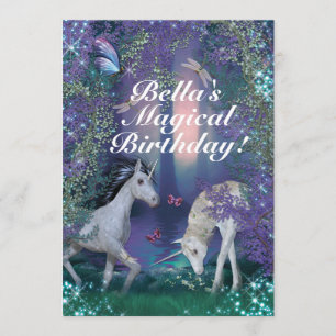 Invitation Unicorne Imaginaire Woodland Birthday Party