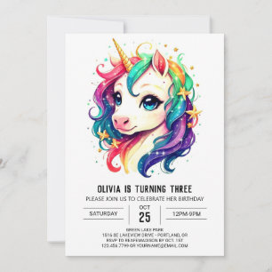Invitation Unicorne moderne gracieuse