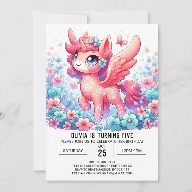 Invitation Unicorne numérique personnalisée (Devant)