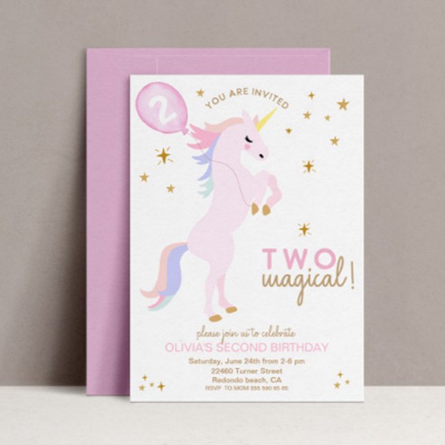 Invitation Unicorne rose - DEUX Magiques (Créateur téléchargé)