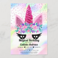 Unicorne rose magique Parties scintillant florale