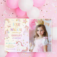 Unicorne rose Quatre jamais Magique Photo Annivers
