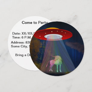 Invitation Unicorne sous poutre arc-en-ciel OVNI à la nuit, Z