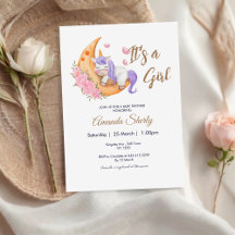 Unicorne violette sur le Baby shower de la lune In