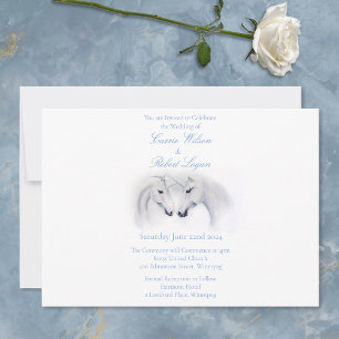 Invitation Unicornes blanches Aimer Couple