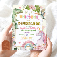 Unicornes et Dinosaures Jour de l'anniversaire de 