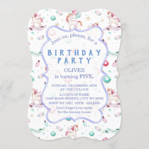 Invitation Unicornes magiques Fête d'anniversaire garçon n'im