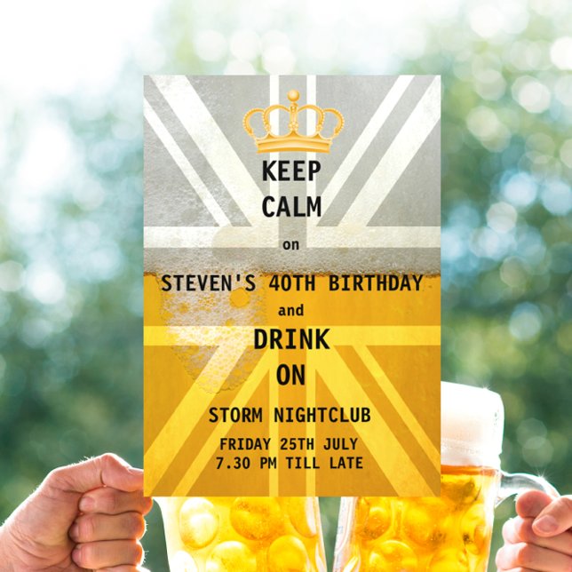 Invitation Union Jack UK Drapeau Cold Fresh Beer Birthday Par (Créateur téléchargé)