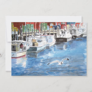 Invitation Union Wharf Portland, Aquarelle du Maine