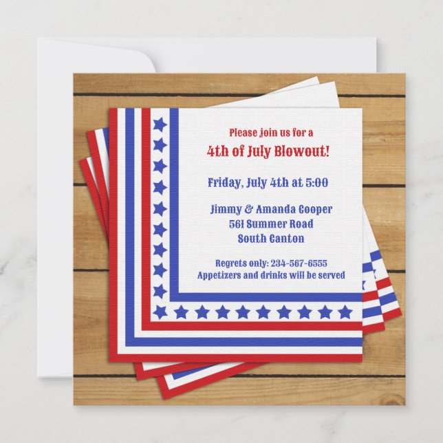 Invitation unique 4 juillet Party (Devant)