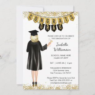 Invitation unique à la remise des diplômes Cheveu