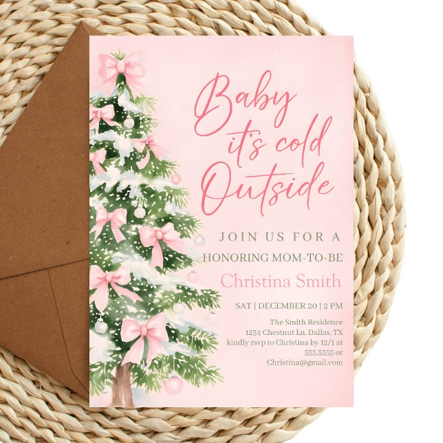 Invitation Unique Bow Girl's Baby Shower in the Winter (Créateur téléchargé)