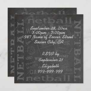 Invitation Unique Chalkboard netball 5,25 pouces x