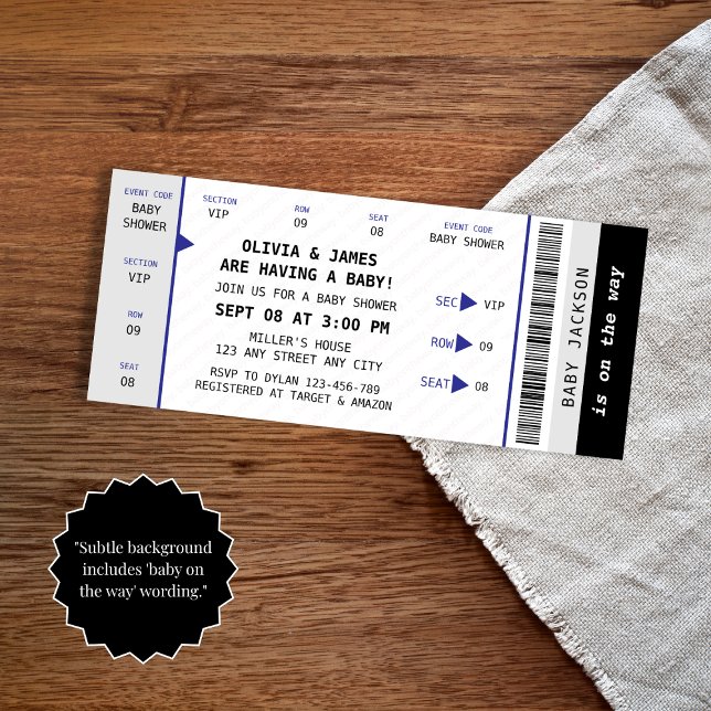 Invitation Unique Concert Concert Ticket Baby shower de musiq (Unique Fun Concert Ticket Music Baby Shower Invitation)