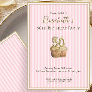 Invitation unique de 50e anniversaire en or rose p