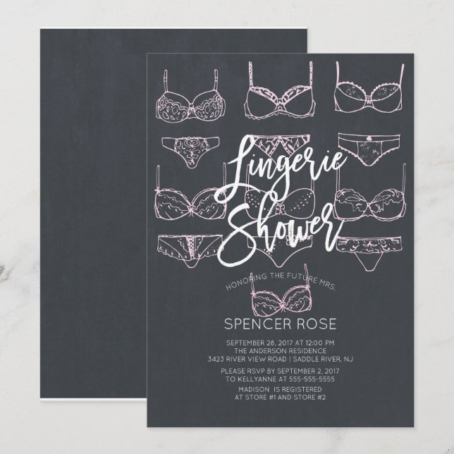 Invitation unique de douche de lingerie de tableau (Devant / Derrière)