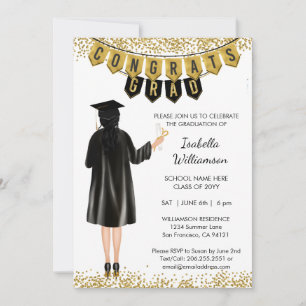 Invitation unique de remise de diplômes Cheveux no