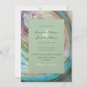 Invitation Unique Elégant Sage Or Turquoise violet Abstrait A