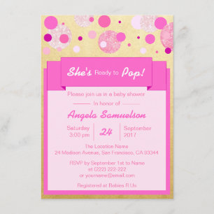Invitation Unique ELLE est PRÊTE au baby shower rose d'or de