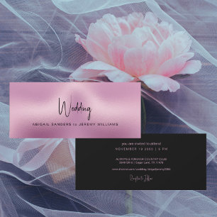 Invitation Unique en métal rose et noir Mariage