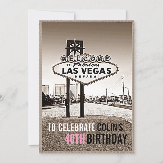 Invitation unique Las Vegas Anniversaire (Devant)