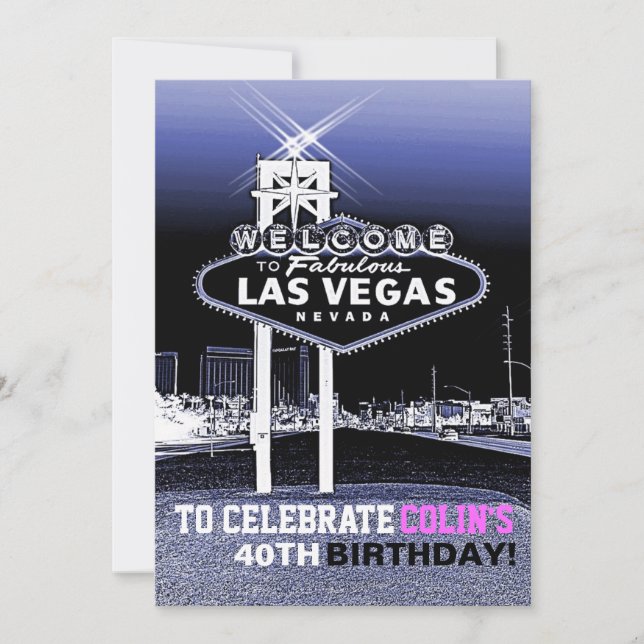 Invitation unique Las Vegas Anniversaire (Devant)
