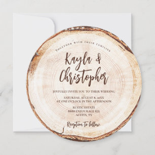 Invitation Unique Mariage rustique écorce à grains de bois su
