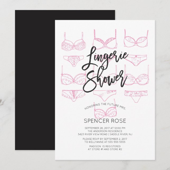 Invitation Unique Moderne Lingerie Douche (Devant / Derrière)