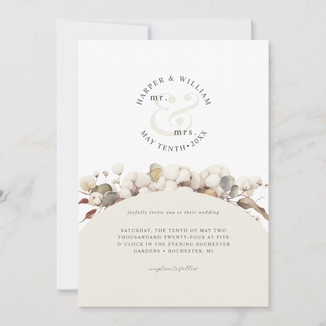 Invitation Unique monogrammed moderne mariage (Devant)