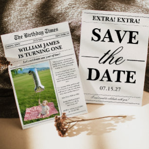 Invitation Unique Photo Newspaper 1er Anniversaire