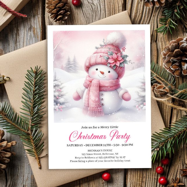 Invitation Unique Pink Snowman Kids Download Christmas Invite (Unique Pink Snowman Kids Download Christmas Invitation

)