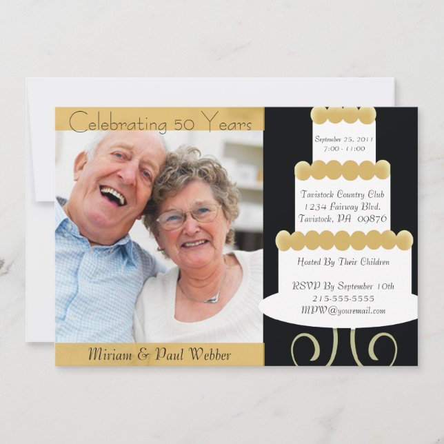 Invitation unique pour la fête du 50e anniversaire (Devant)