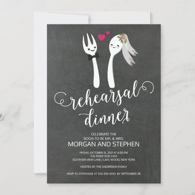 Invitation unique pour le dîner de répétition (Devant)