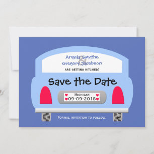 Invitation unique Save the Date — Blue Car