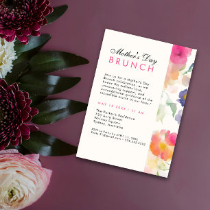Invitation Unique Simple Floral Green journée mère BRUNCH