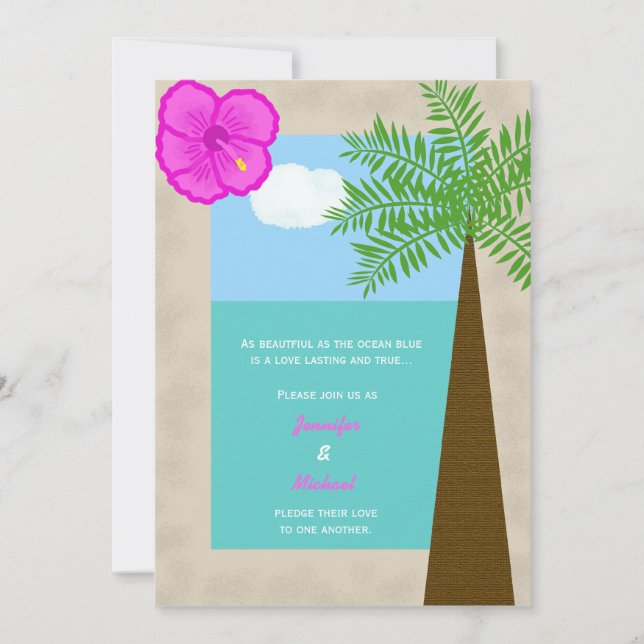 Invitation Unique Tropical Beach Wedding Invite (Devant)