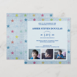 Invitation Unisex Denim publie trois photos d'enfants