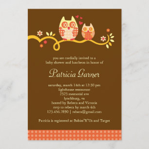 Invitation unisexe de baby shower de hibou de