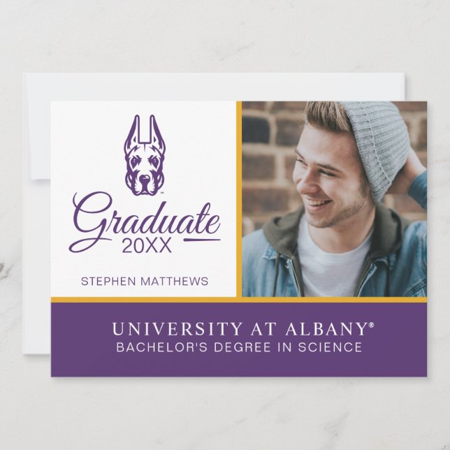 Invitation Université d'Albany Chef de la mascotte Great Dane (Devant)