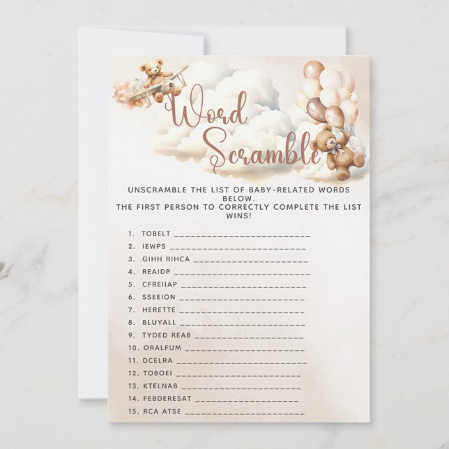 Invitation UNSCRAMME Baby shower Jeu Nous Pouvons Attendre (Devant)