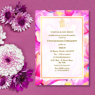Invitation Upanayanam aka Hindu Holy Thread Janeu Cérémonie