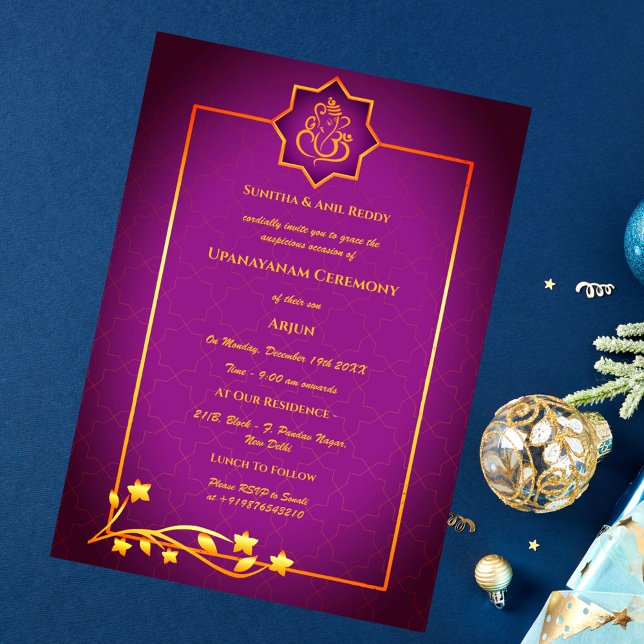 Invitation Upanayanam aka Hindu Holy Thread Janeu Ceremony (Créateur téléchargé)