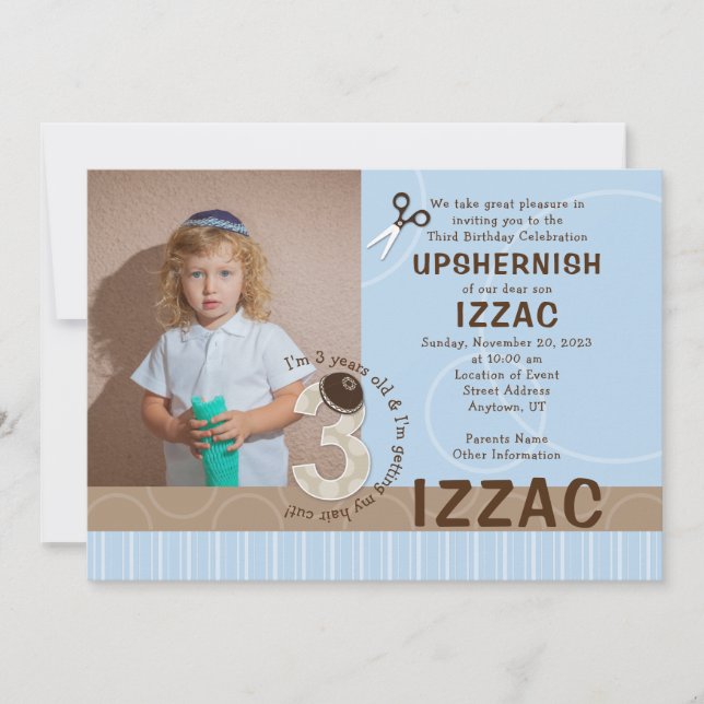 Invitation Upshernish ou Upshern (Devant)
